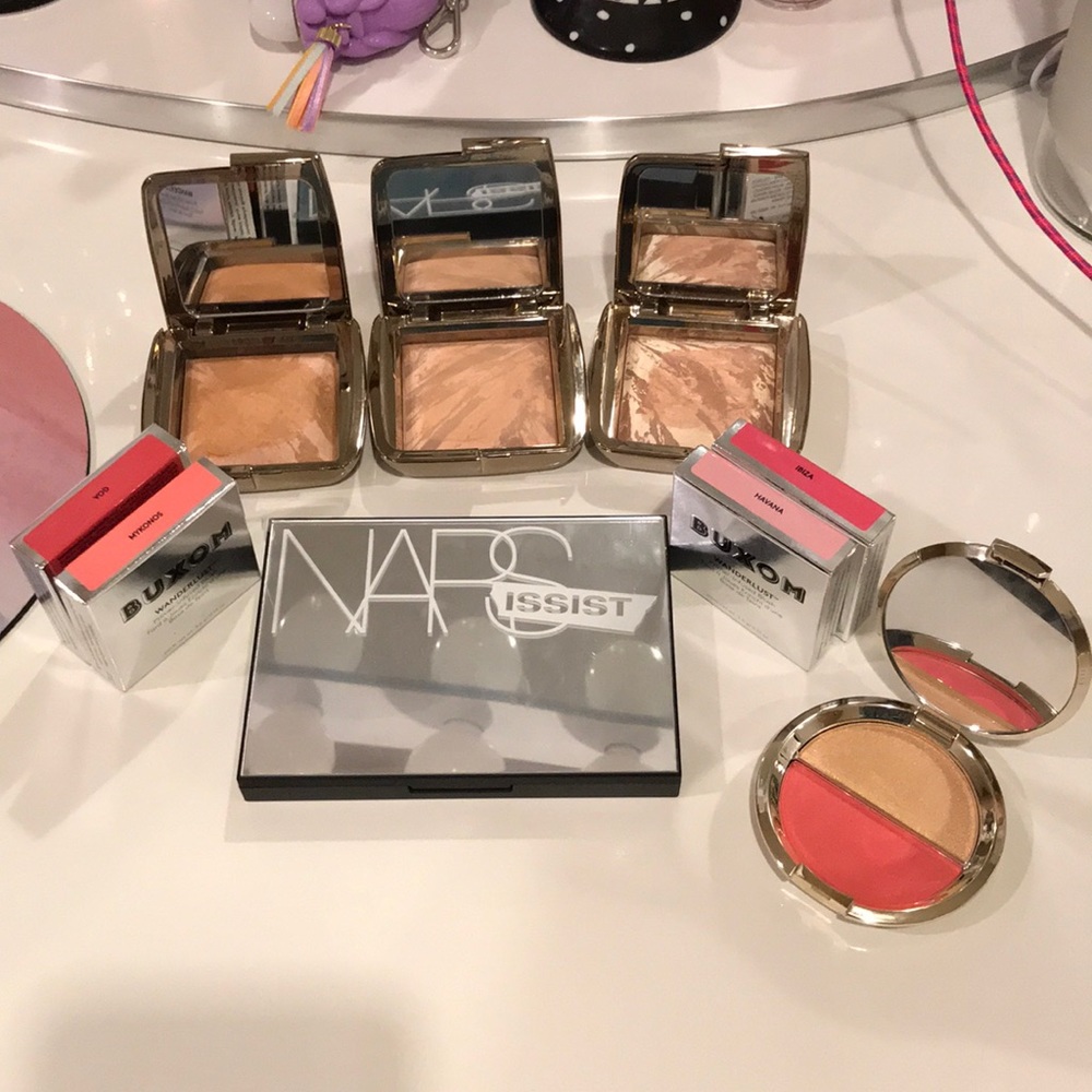 3hourglass bronzers4buxom blushes Becca split pan